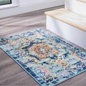 NWT Tayse Area Rugs: Jasmine Rug, Blue Multicolor 2ft x 3ft
